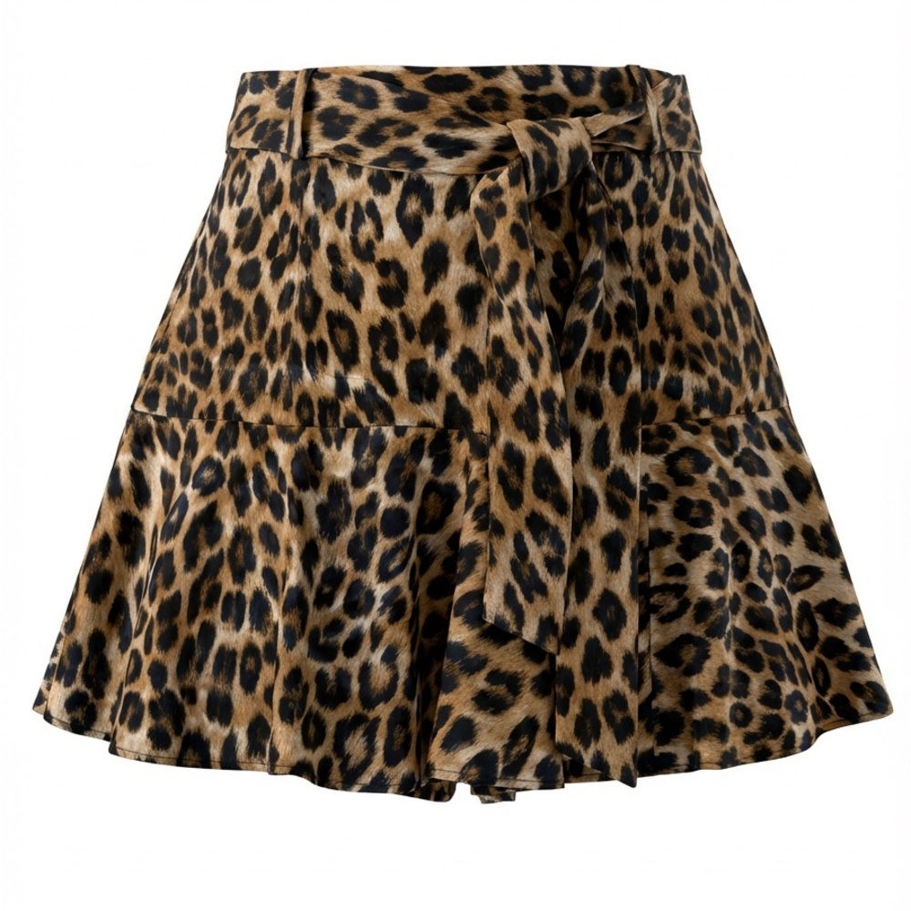 Zara Skirt Womens Size S Leopard Print Mini Wrap Front Tie Waist
